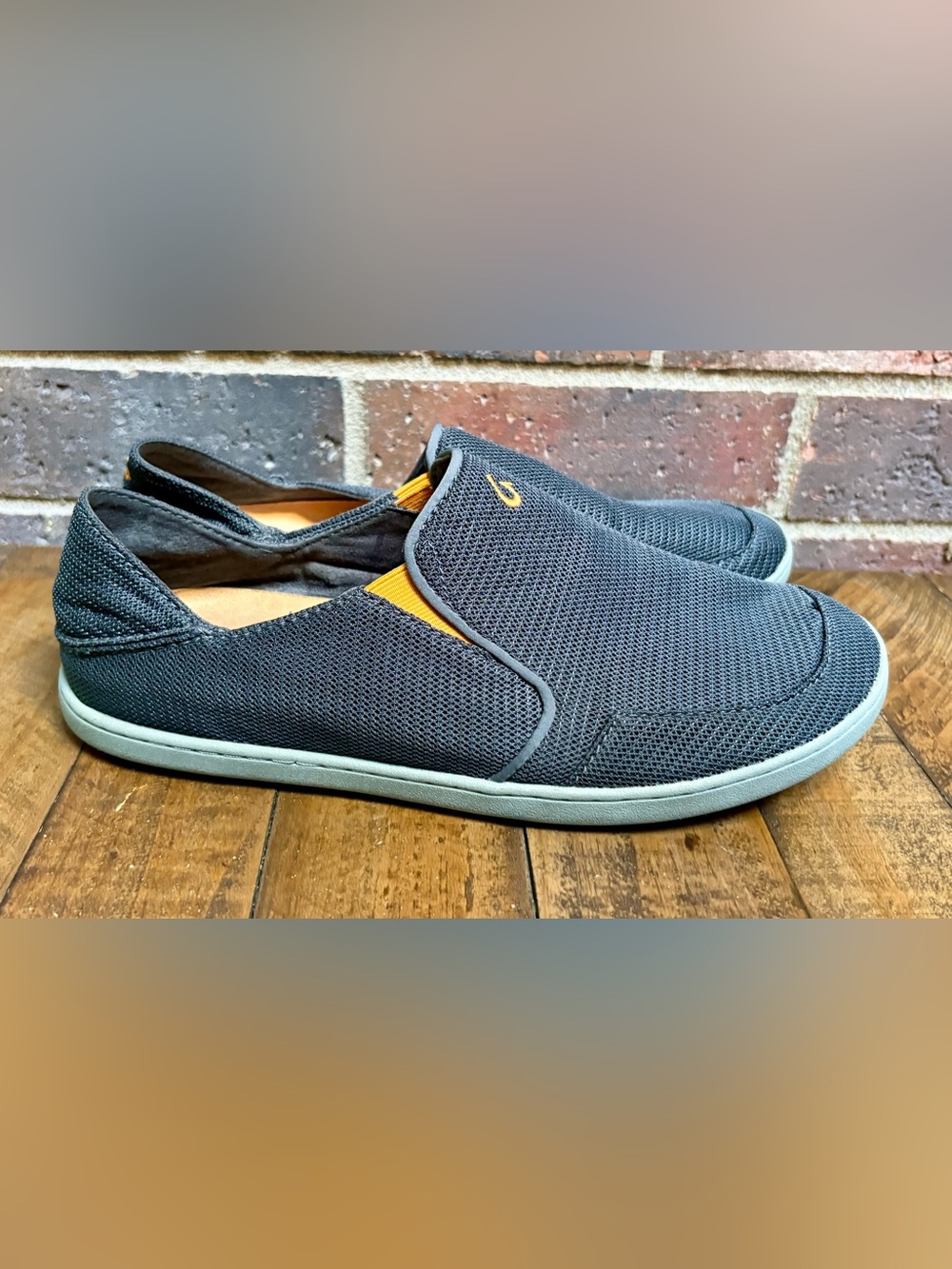 Men's Olukai Nohea Mesh Slip-On Shoes - Dark Shadow/Dark Shadow - size 10.0